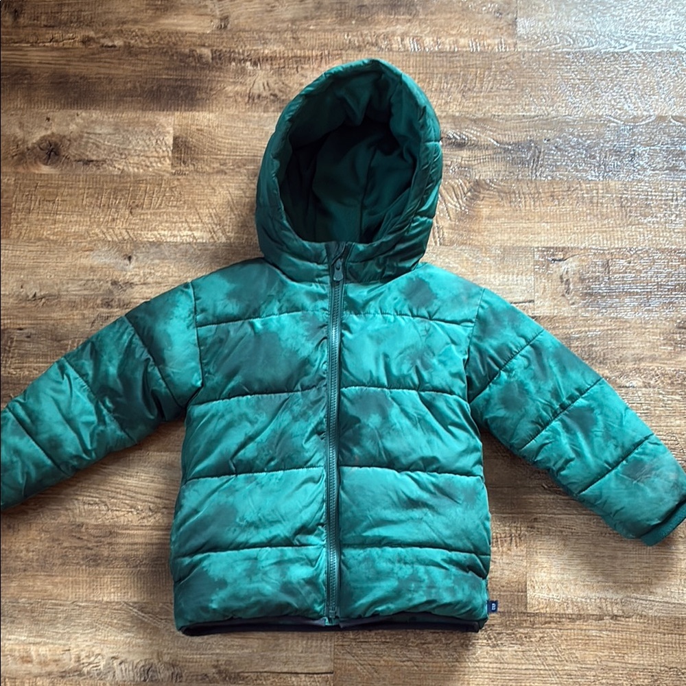 GAP Kids Green Marble Puffer Jacket with Hood